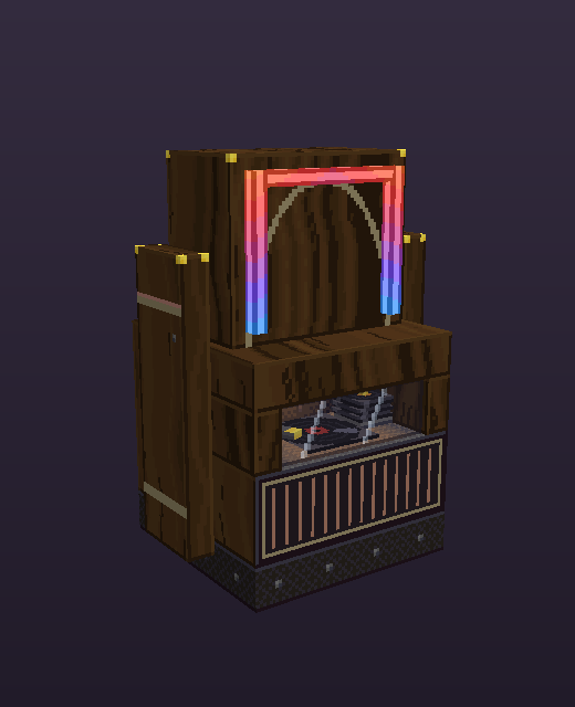 Big Jukebox render, playing: the neon tubes glow red, pink, and blue